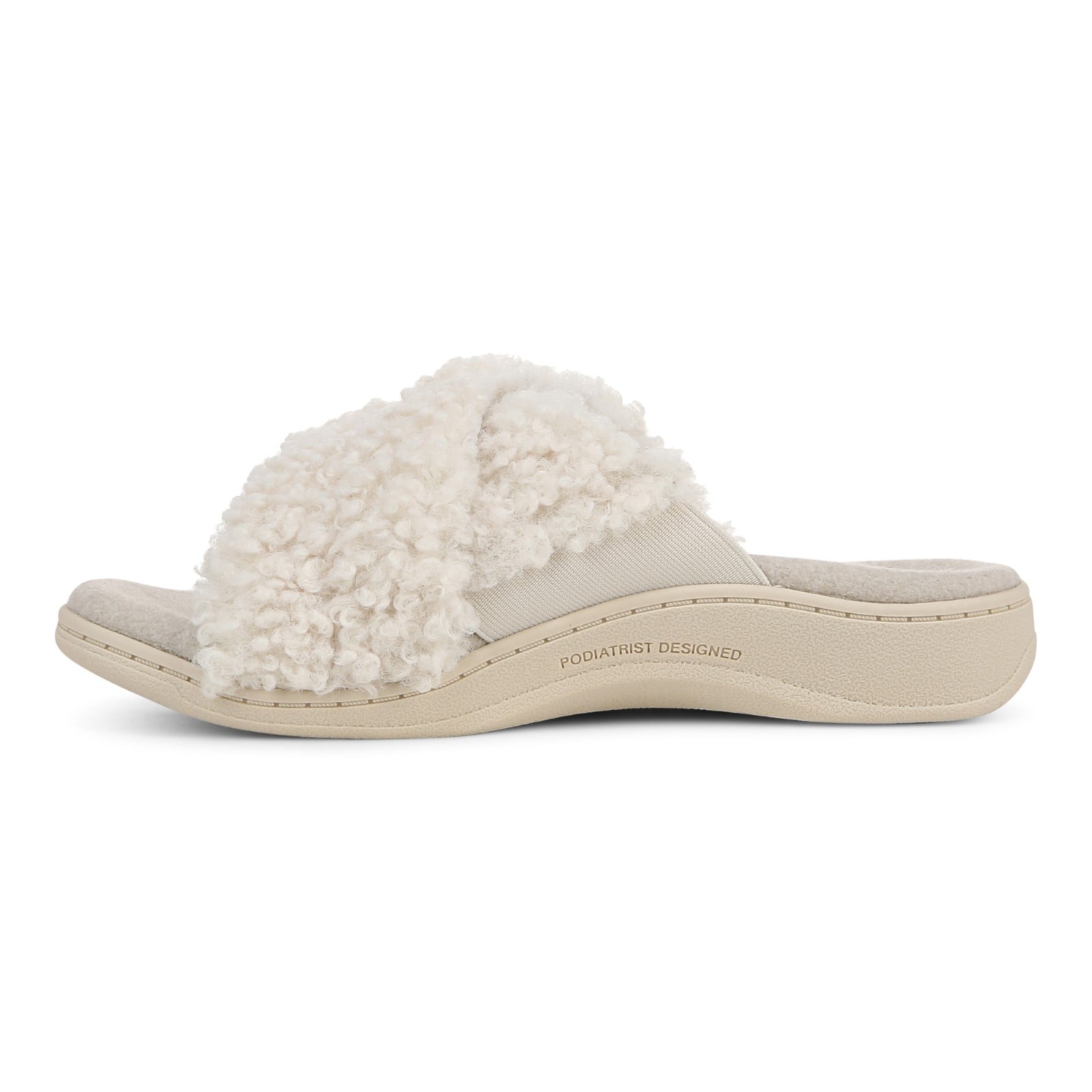 Vionic Relax Ii womens Slide Slipper - Cream Shearling - Left Side