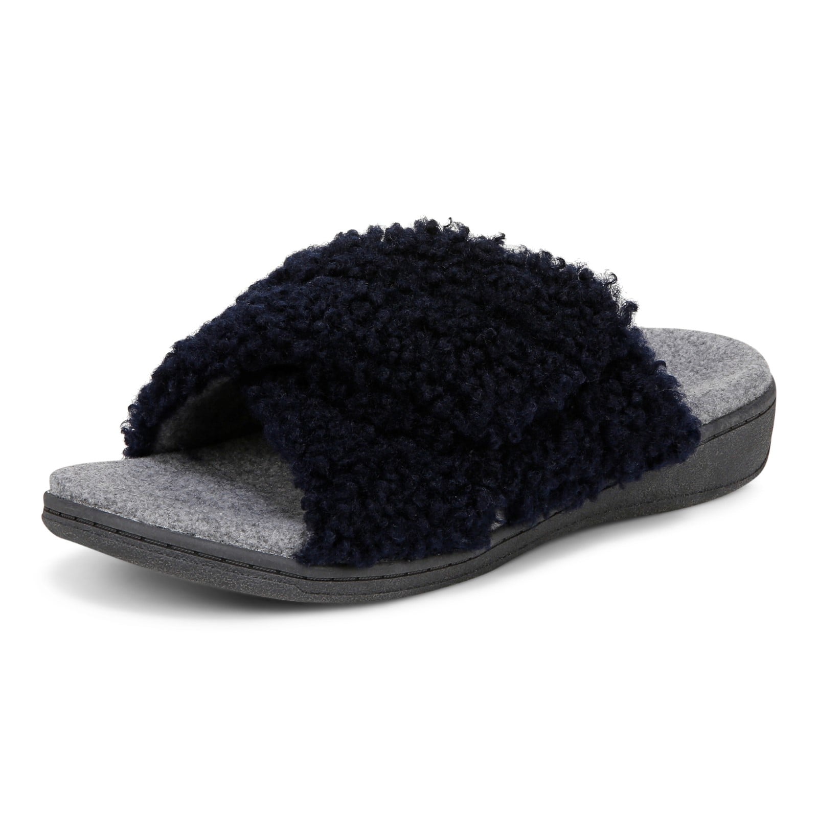 Vionic Relax Ii womens Slide Slipper - Navy Blazer Shearling - Left angle