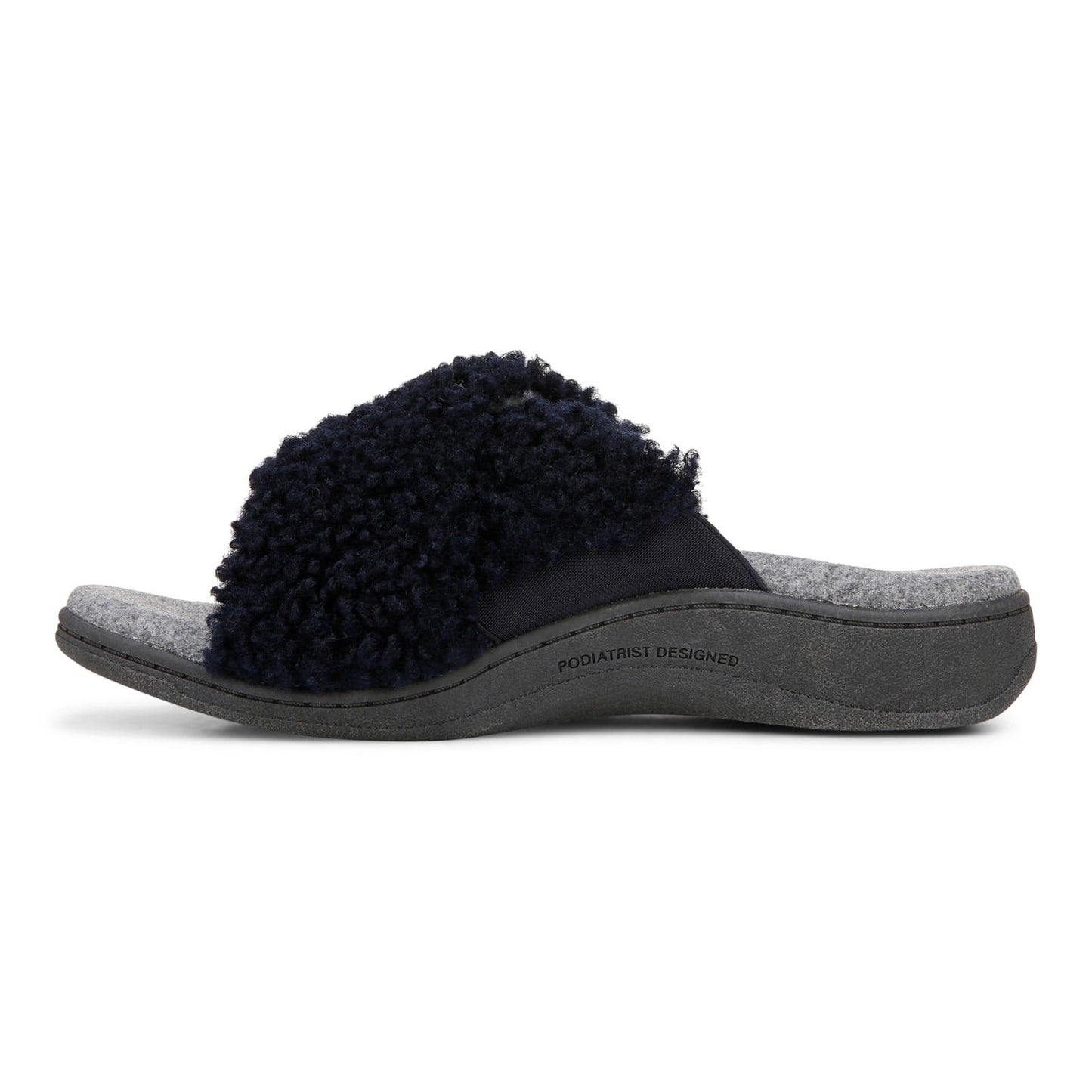 Vionic Relax Ii womens Slide Slipper - Navy Blazer Shearling - Left Side
