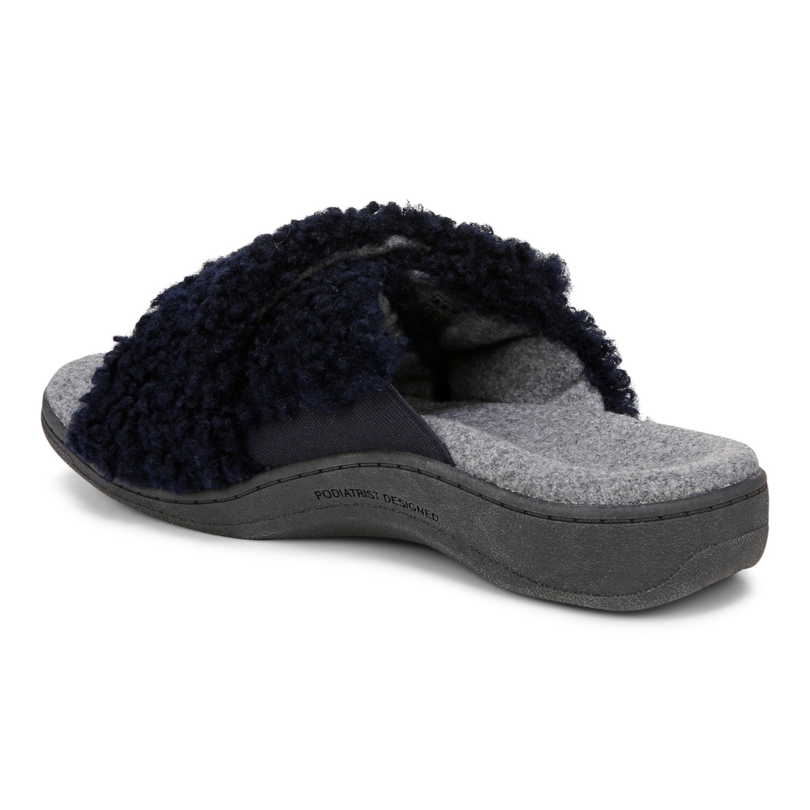 Vionic Relax Ii womens Slide Slipper - Navy Blazer Shearling - Back angle
