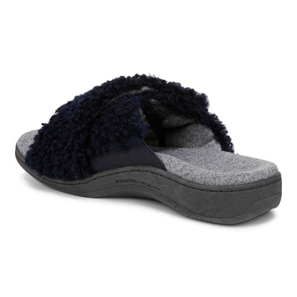 Vionic Relax Ii womens Slide Slipper - Navy Blazer Shearling - Back angle