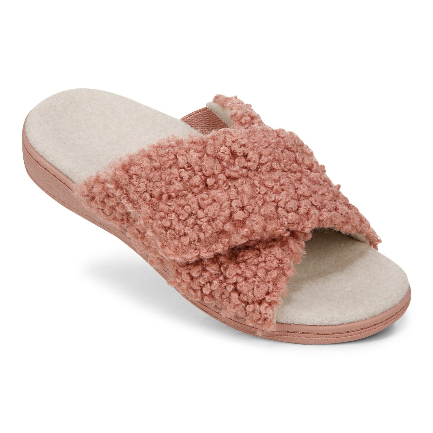 Vionic Relax II Women's Orthotic Slide Slippers - Cinder Rose Shearling - RELAX II-J0895F1650-CINDER ROSE-13fl-med