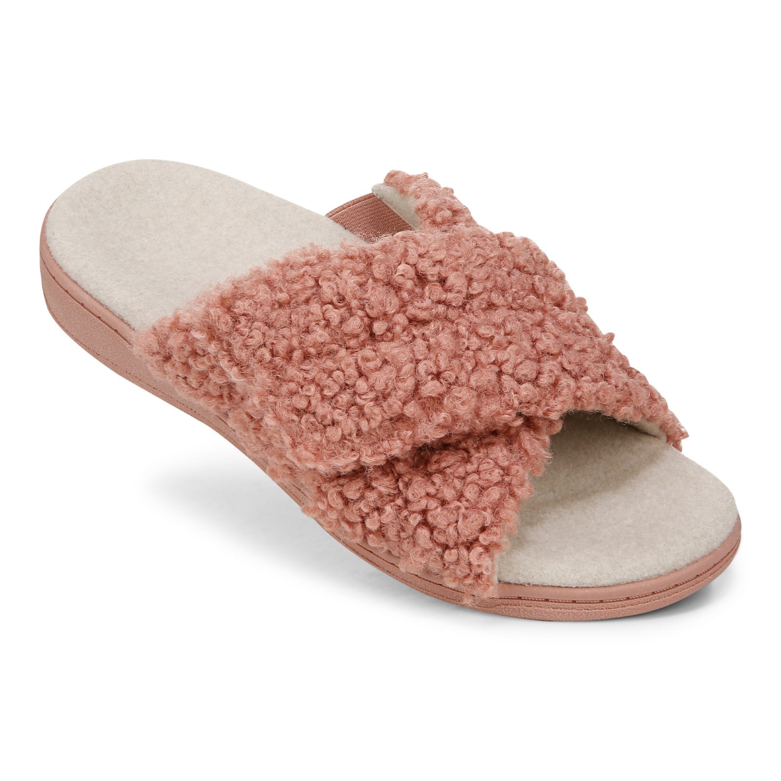 Vionic Relax II Women's Orthotic Slide Slippers - Cinder Rose Shearling - RELAX II-J0895F1650-CINDER ROSE-13fl-med