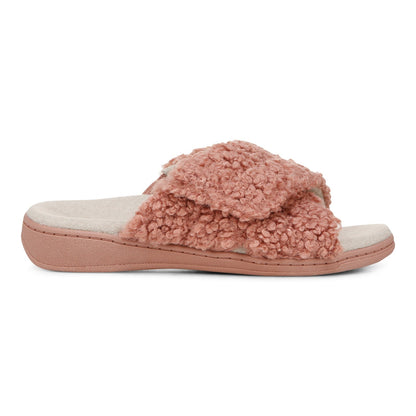 Vionic Relax II Women's Orthotic Slide Slippers - Cinder Rose Shearling - Right side