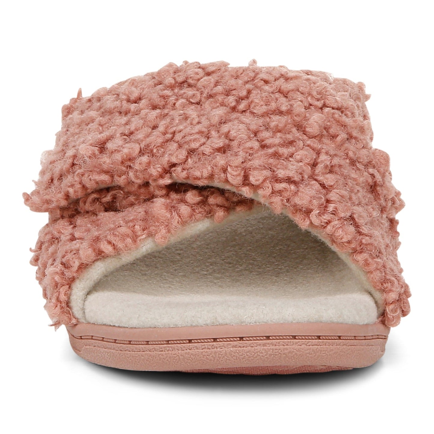 Vionic Relax II Women's Orthotic Slide Slippers - Cinder Rose Shearling - Front