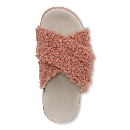 Vionic Relax II Women's Orthotic Slide Slippers - Cinder Rose Shearling - Top