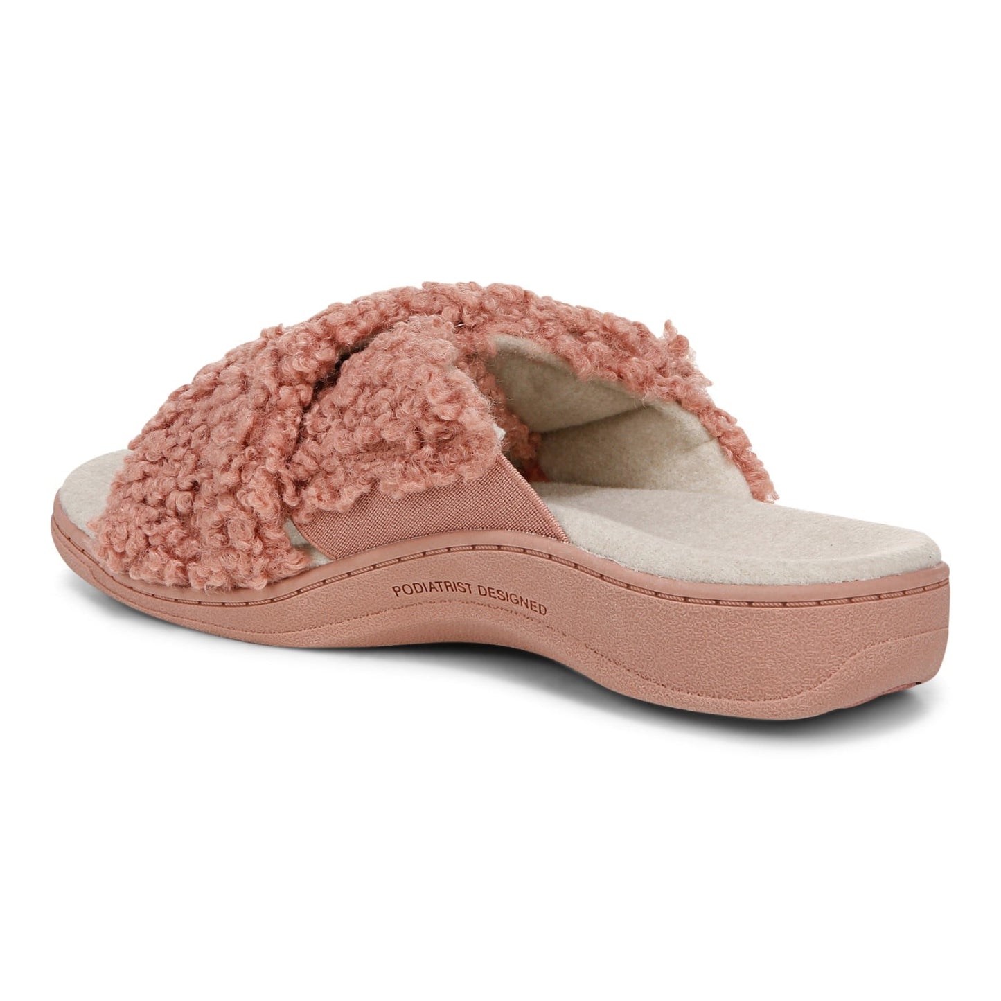 Vionic Relax II Women's Orthotic Slide Slippers - Cinder Rose Shearling - Back angle