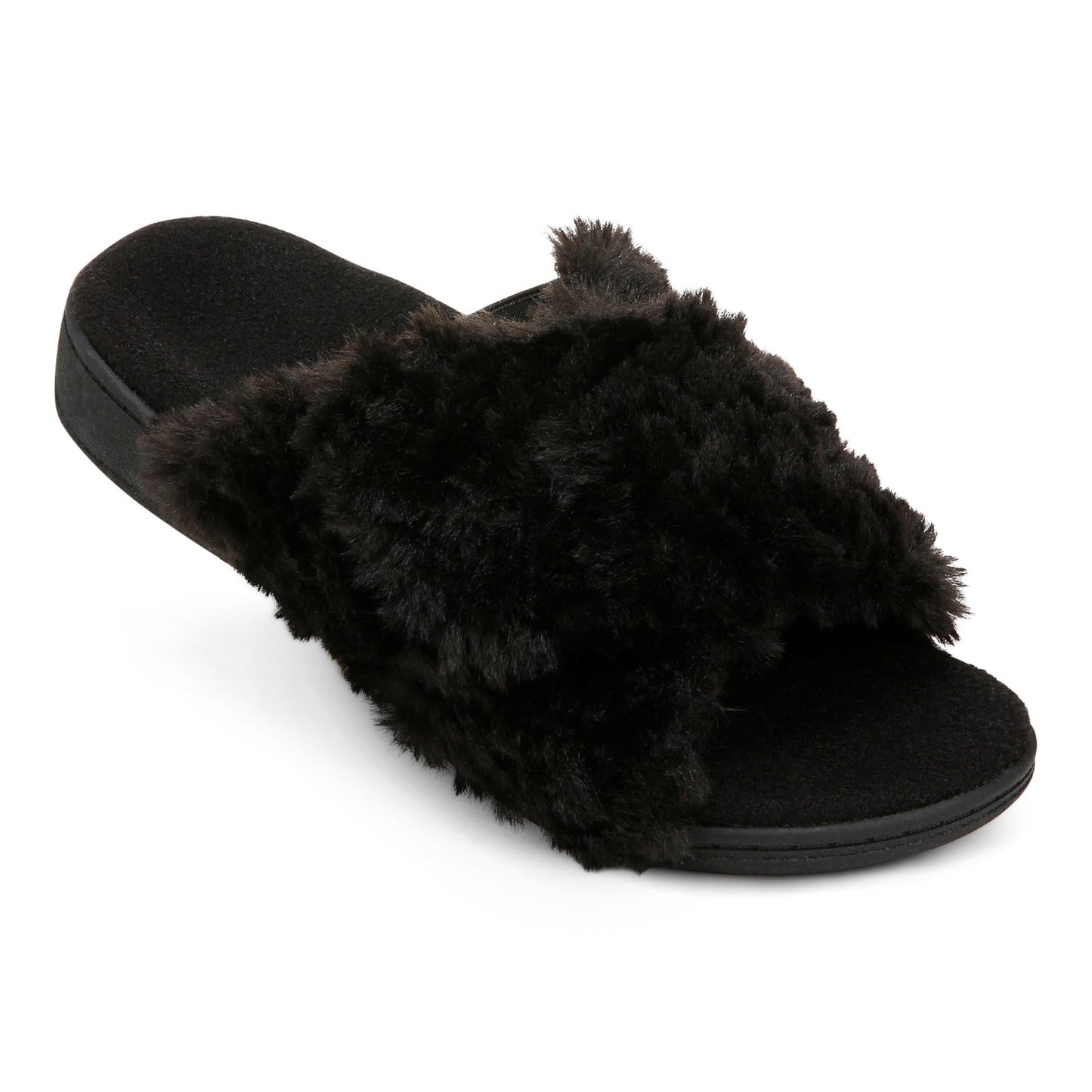 Vionic Relax Ii womens Slide Slipper - Black Fur - RELAX II-J0895F4003-BLACK-13fl-med