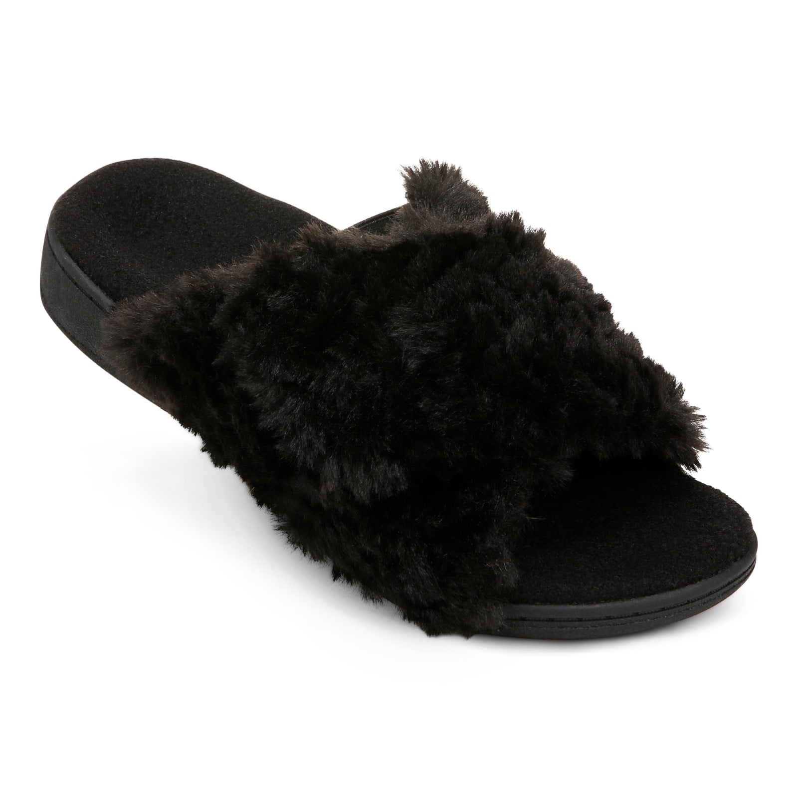 Vionic Relax Ii womens Slide Slipper - Black Fur - RELAX II-J0895F4003-BLACK-13fl-med