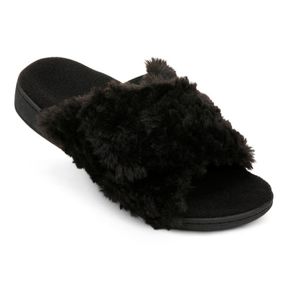 Vionic Relax Ii womens Slide Slipper - Black Fur - RELAX II-J0895F4003-BLACK-13fl-med