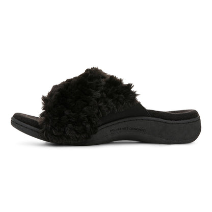Vionic Relax Ii womens Slide Slipper - Black Fur - Left Side