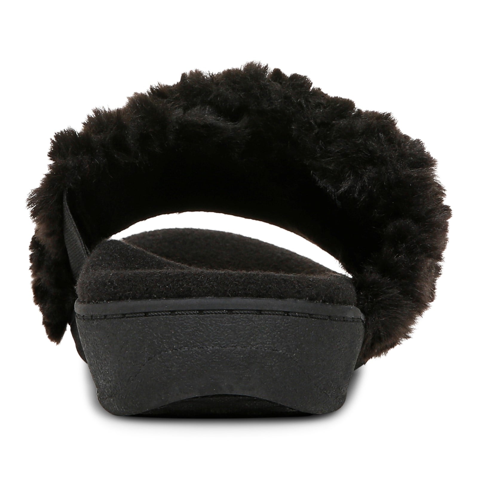 Vionic Relax Ii womens Slide Slipper - Black Fur - Back