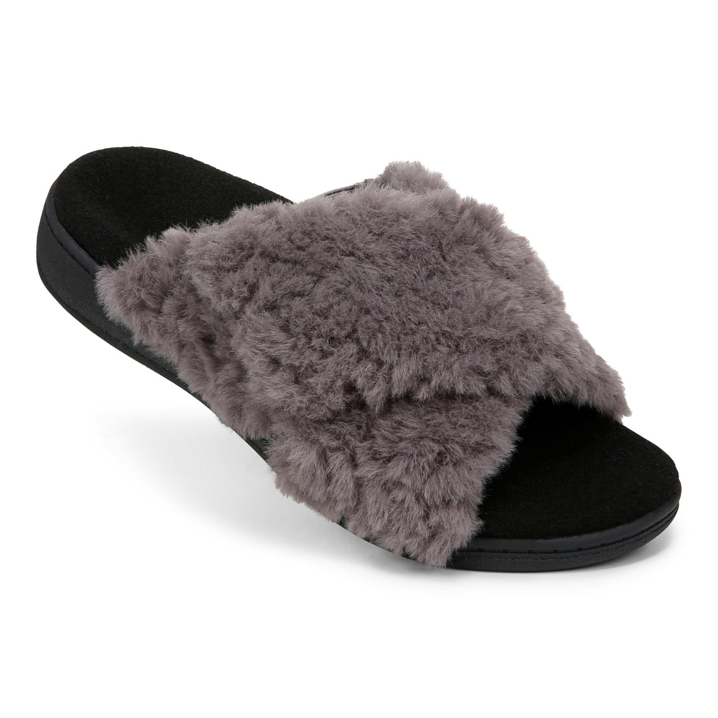 Vionic Relax Ii womens Slide Slipper - Charcoal Fur - RELAX II-J0895F4020-CHARCOAL-13fl-med