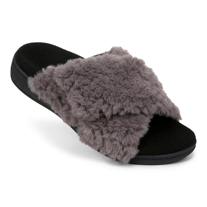 Vionic Relax Ii womens Slide Slipper - Charcoal Fur - RELAX II-J0895F4020-CHARCOAL-13fl-med