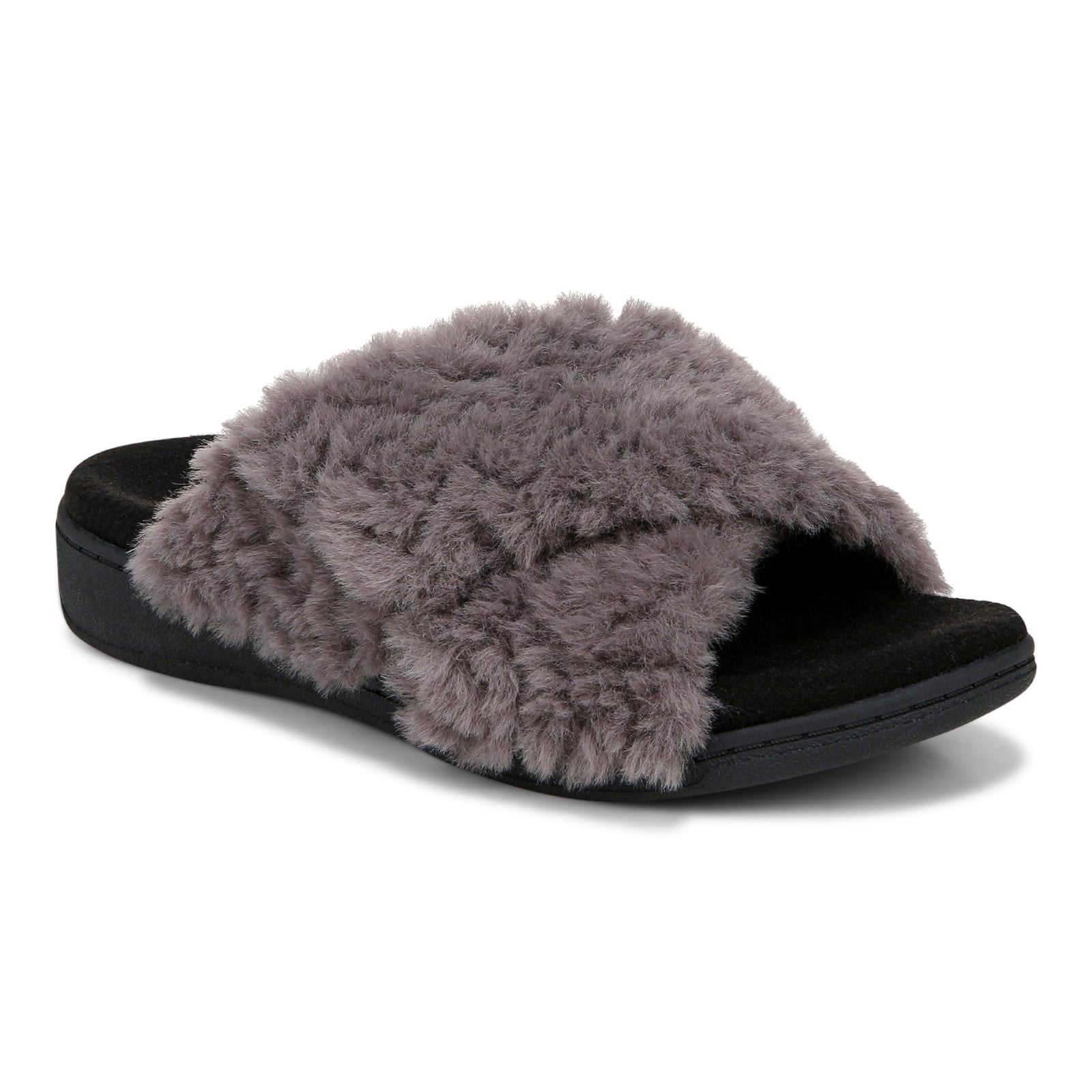 Vionic Relax Ii womens Slide Slipper - Charcoal Fur - Angle main