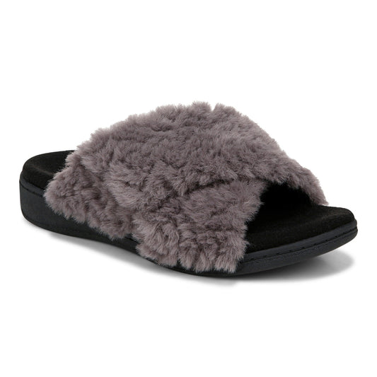 Vionic Relax Ii womens Slide Slipper - Charcoal Fur - Angle main