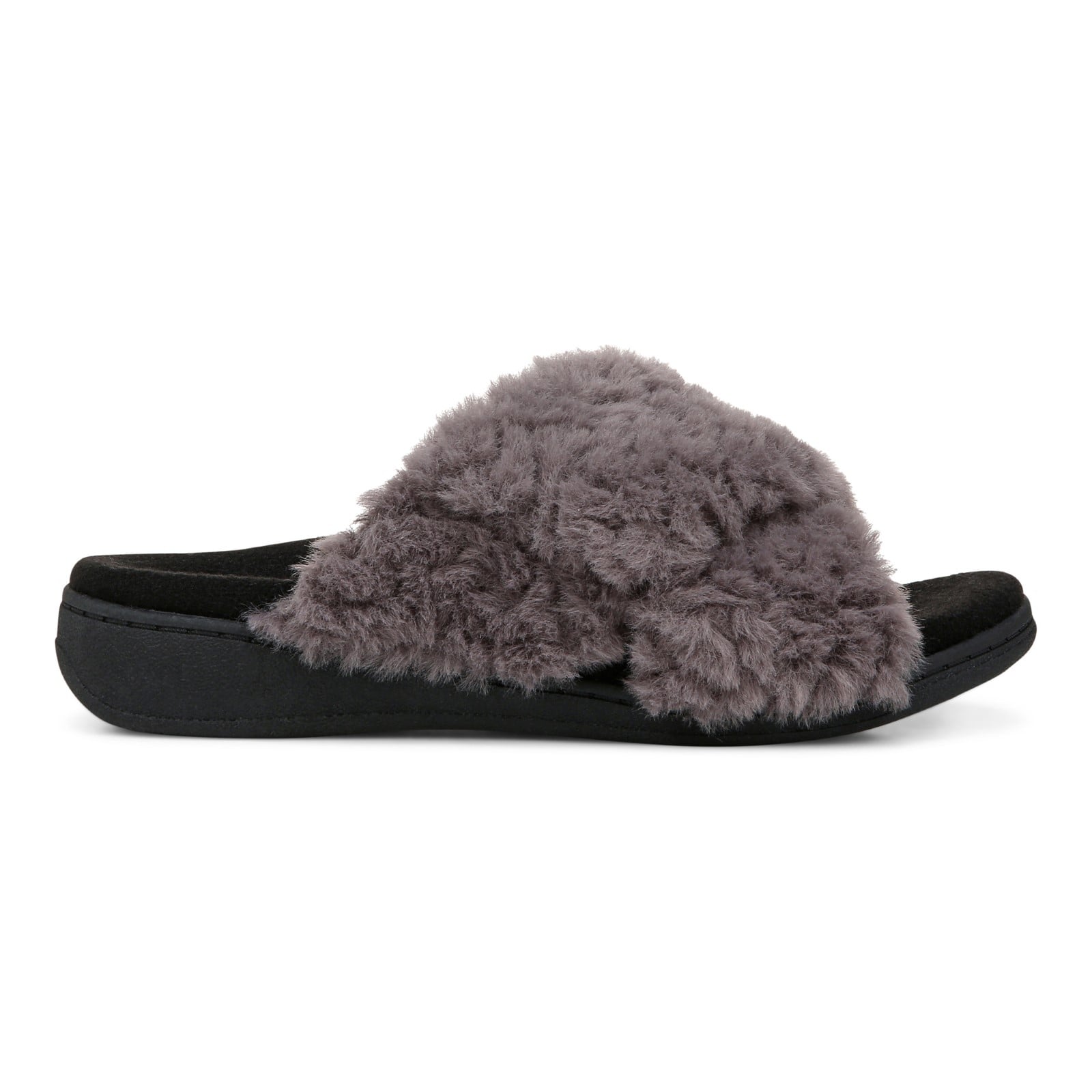 Vionic Relax Ii womens Slide Slipper - Charcoal Fur - Right side