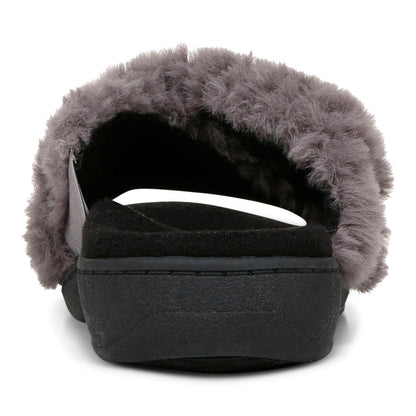 Vionic Relax Ii womens Slide Slipper - Charcoal Fur - Back
