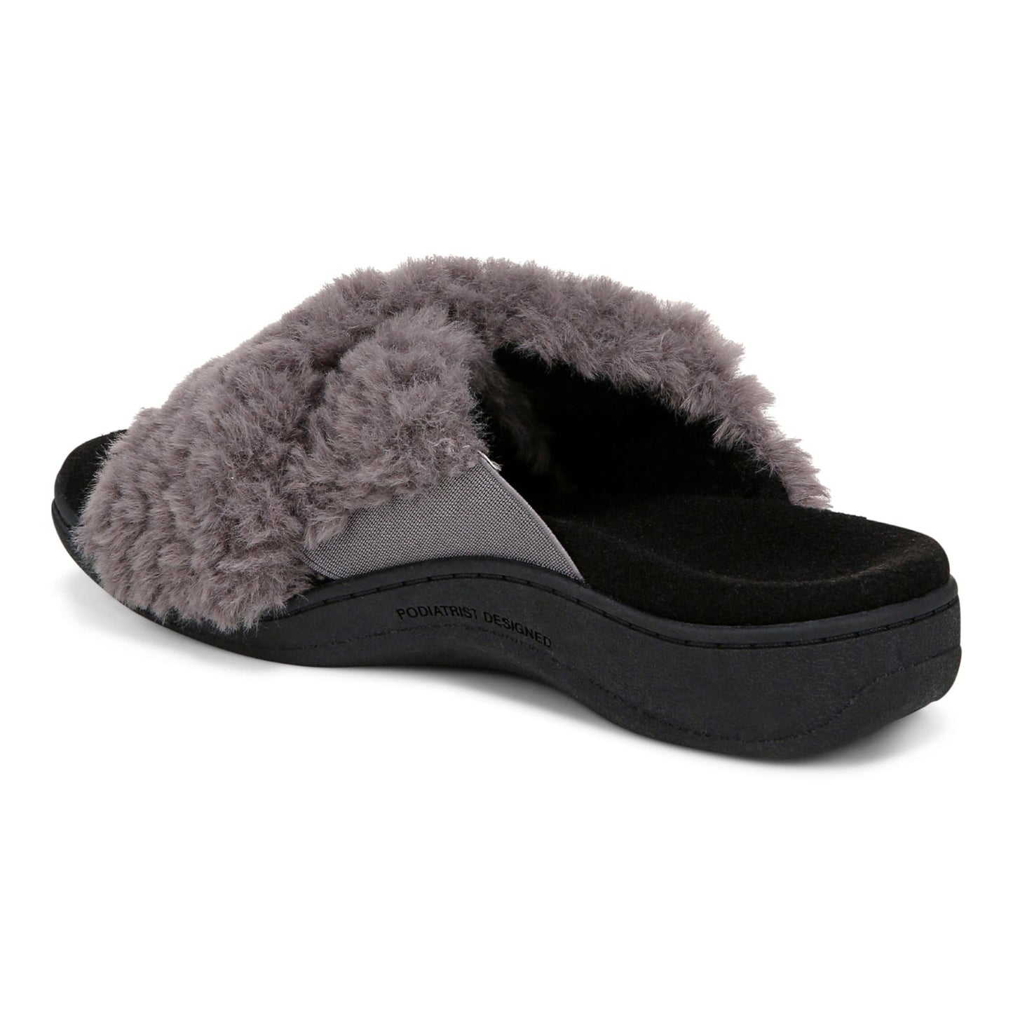 Vionic Relax Ii womens Slide Slipper - Charcoal Fur - Back angle