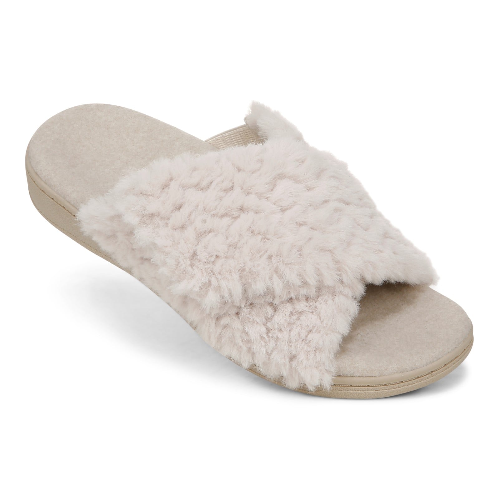 Vionic Relax II Women's Orthotic Slide Slippers - Off White Fur - RELAX II-J0895F4102-OFF WHITE-13fl-med