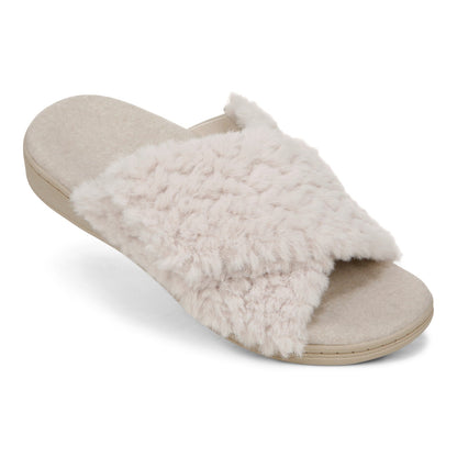 Vionic Relax II Women's Orthotic Slide Slippers - Off White Fur - RELAX II-J0895F4102-OFF WHITE-13fl-med