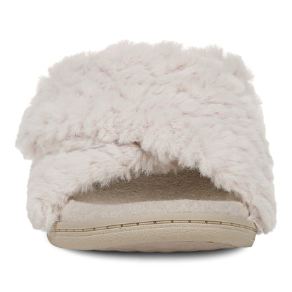 Vionic Relax II Women's Orthotic Slide Slippers - Off White Fur - Front