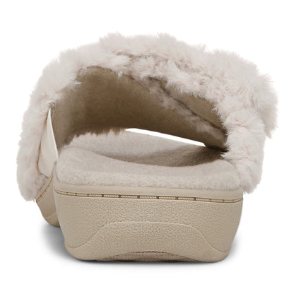 Vionic Relax II Women's Orthotic Slide Slippers - Off White Fur - Back