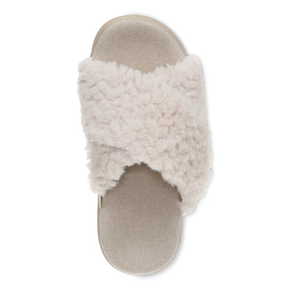Vionic Relax II Women's Orthotic Slide Slippers - Off White Fur - Top