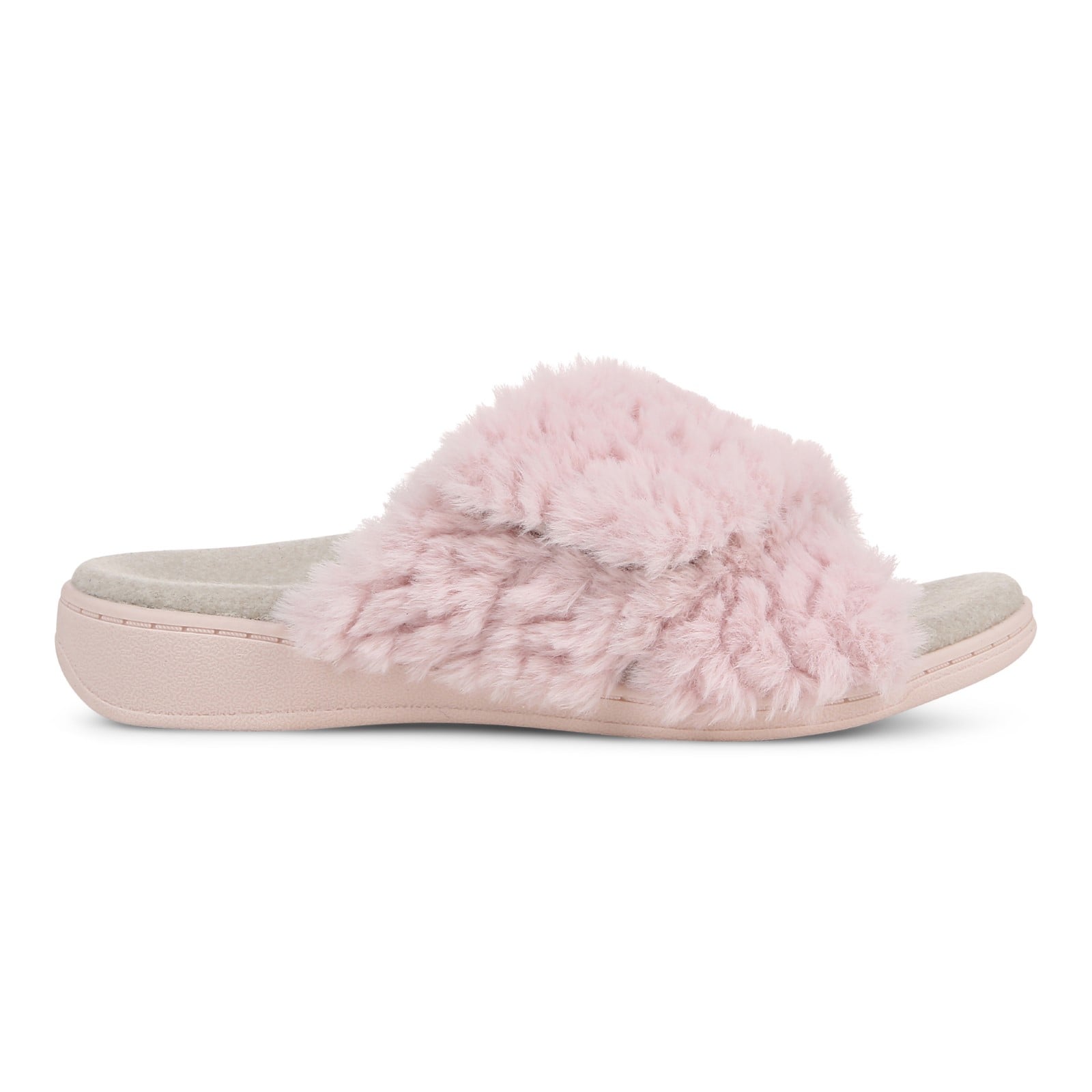 Vionic Relax Ii womens Slide Slipper - Light Pink Fur - Right side