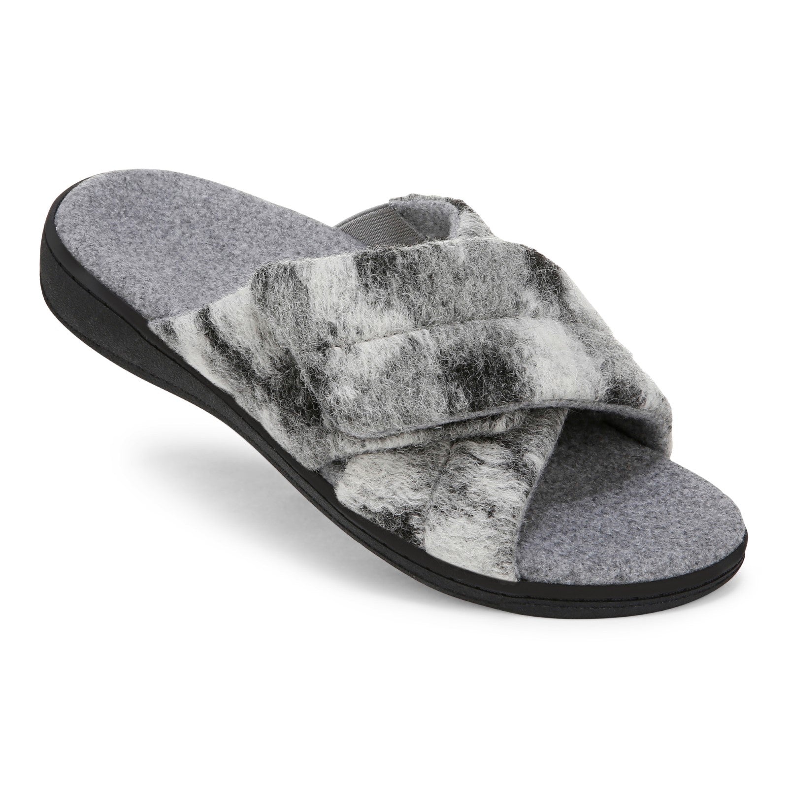 Vionic Relax II Women's Orthotic Slide Slippers - Grey Multi Camo Felt - RELAX II-J0895F5021-GREY MULTI-13fl-med