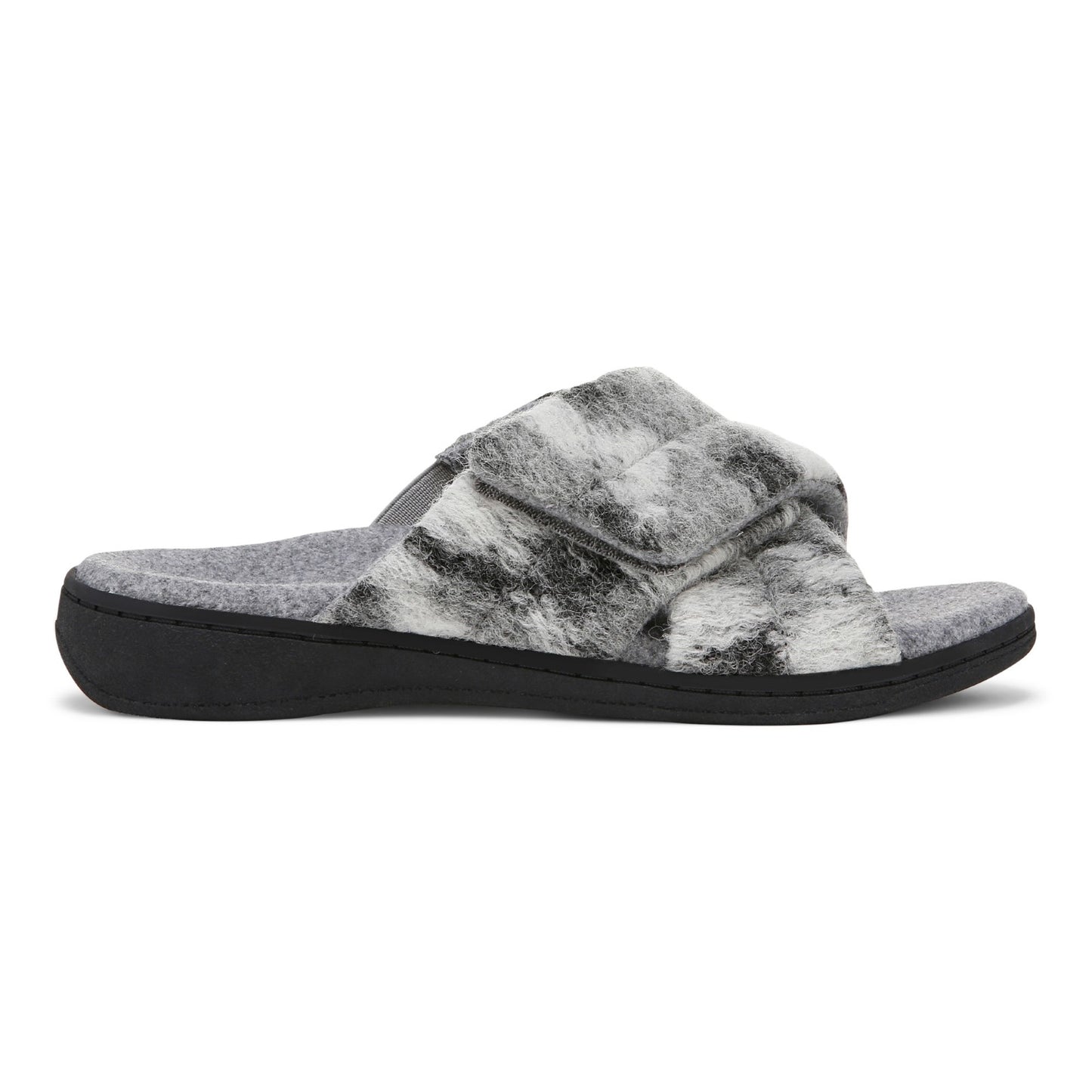 Vionic Relax II Women's Orthotic Slide Slippers - Grey Multi Camo Felt - Right side