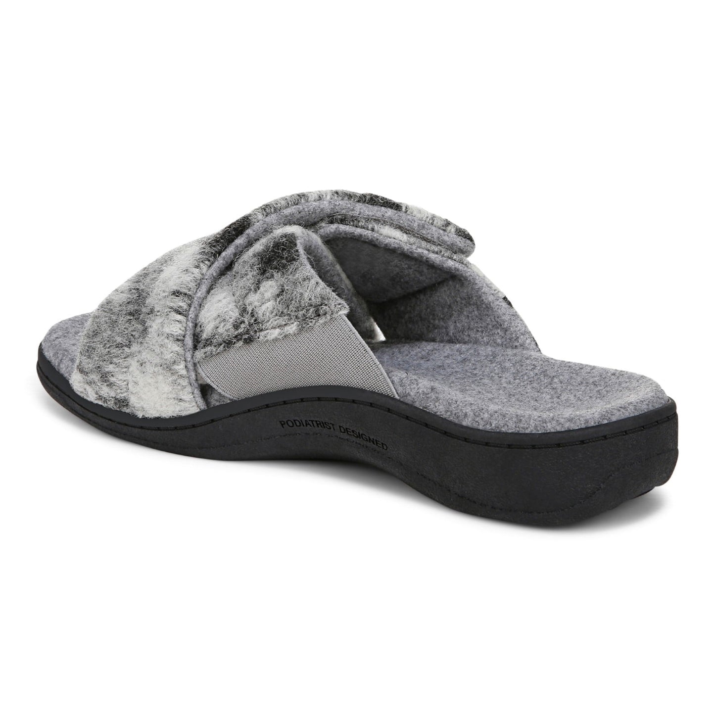 Vionic Relax II Women's Orthotic Slide Slippers - Grey Multi Camo Felt - Back angle