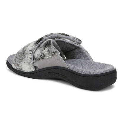 Vionic Relax II Women's Orthotic Slide Slippers - Grey Multi Camo Felt - Back angle