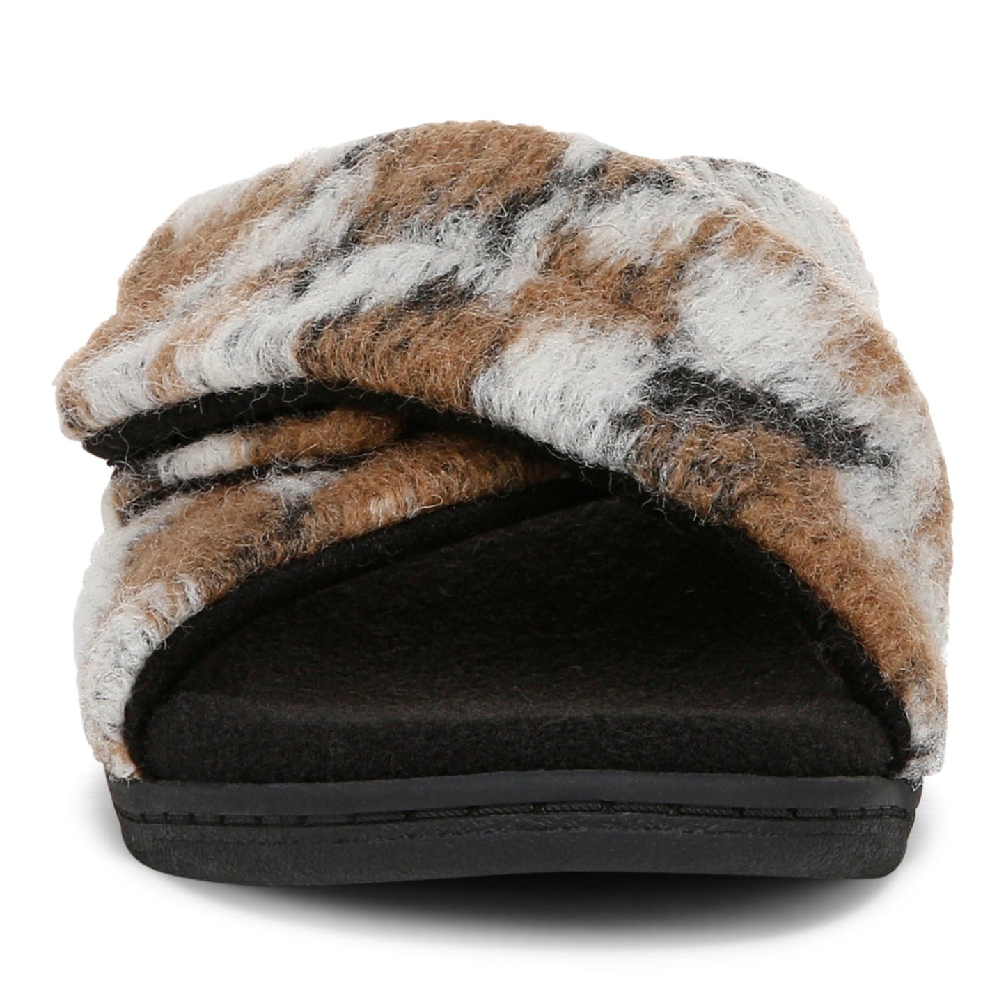 Vionic Relax II Women's Orthotic Slide Slippers - Brown Multi Camo Felt - Front