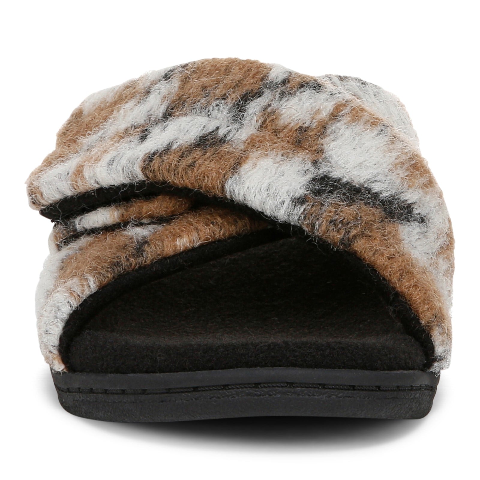 Vionic Relax II Women's Orthotic Slide Slippers - Brown Multi Camo Felt - Front