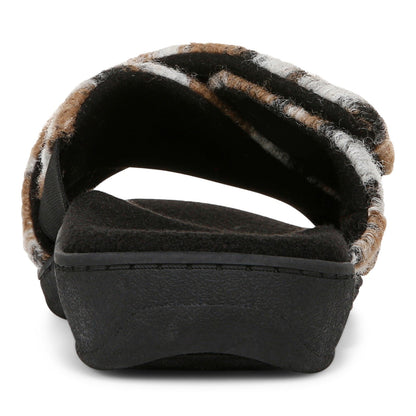 Vionic Relax II Women's Orthotic Slide Slippers - Brown Multi Camo Felt - Back