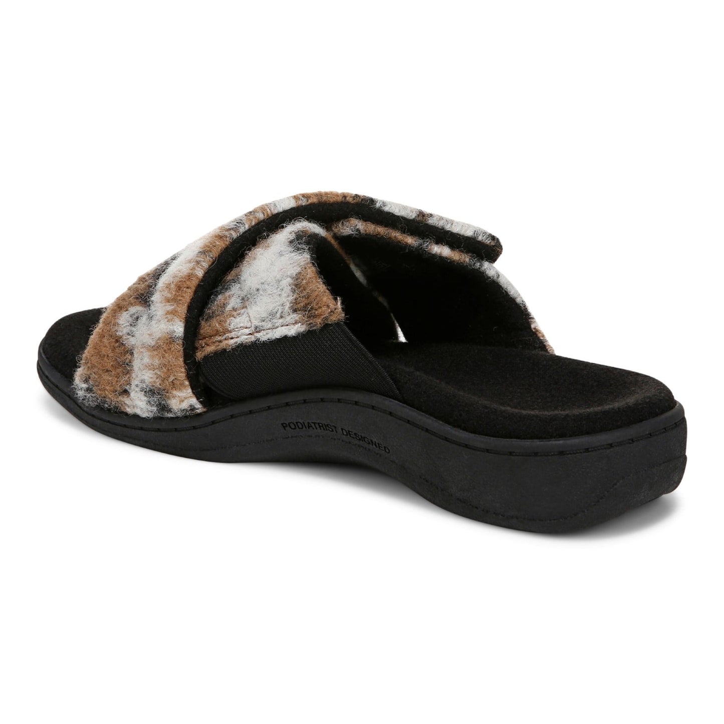 Vionic Relax II Women's Orthotic Slide Slippers - Brown Multi Camo Felt - Back angle