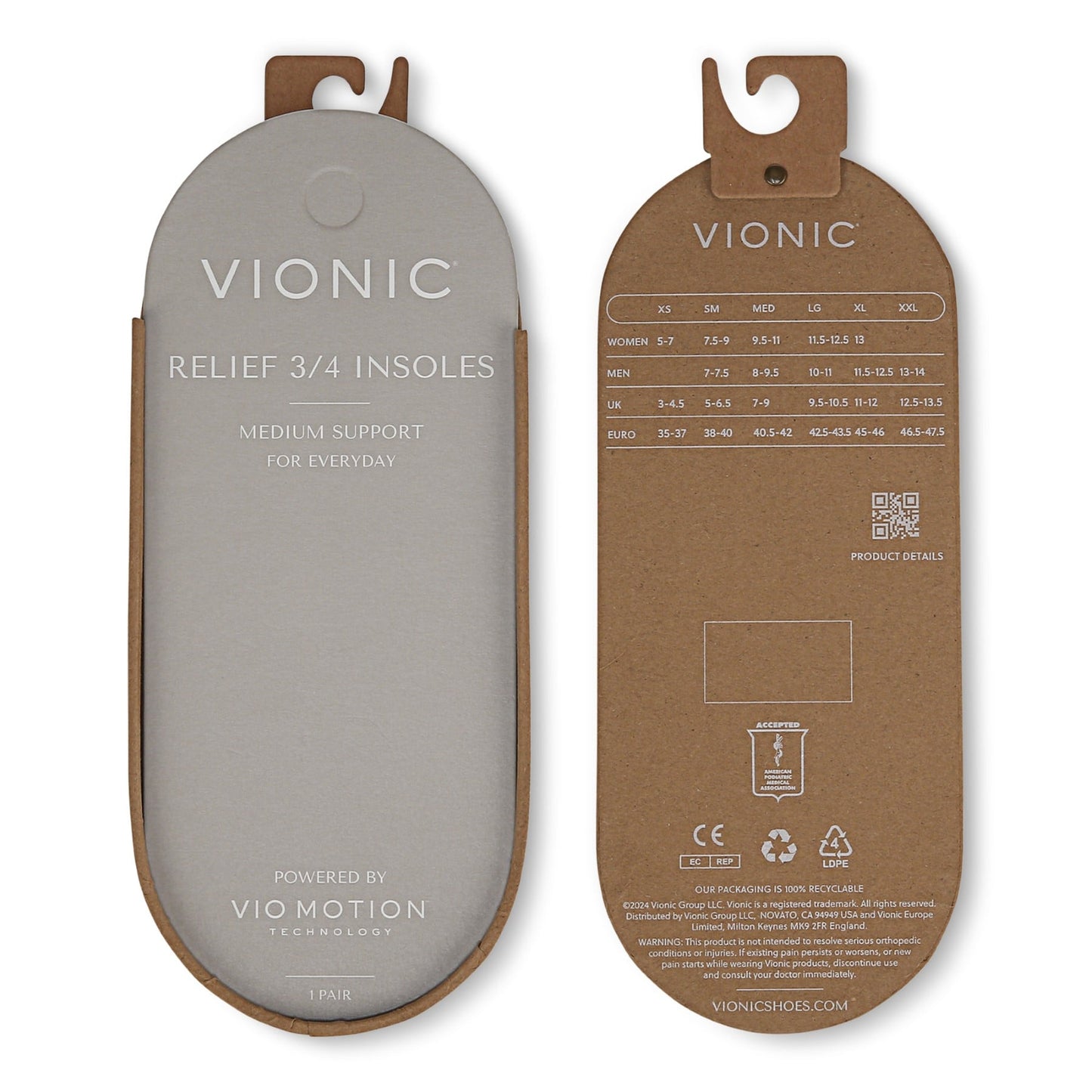 Vionic Relief 3/4 Orthotic Insoles - Compact Comfort for Tight Shoes - One Color - Bottom