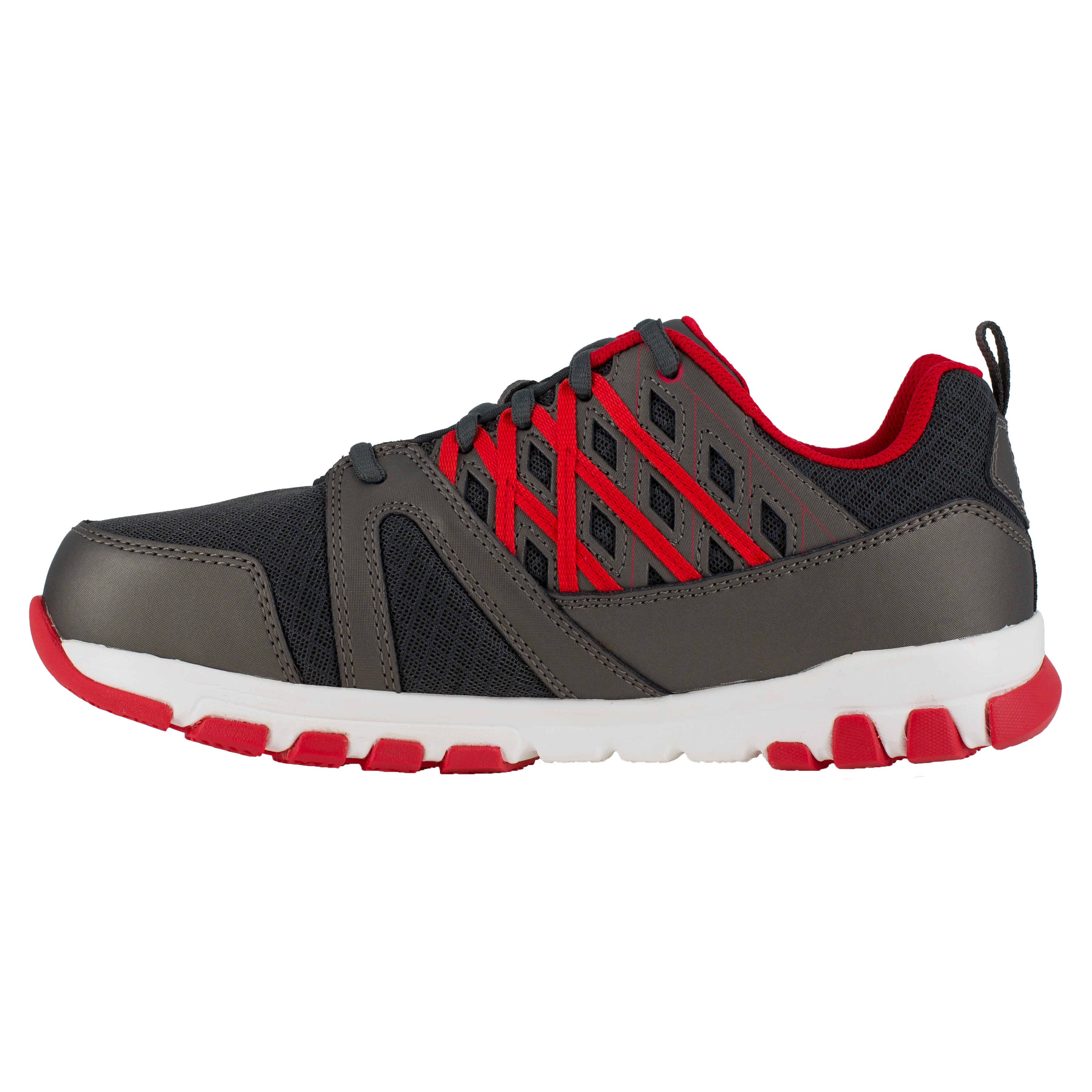 Reebok Work Men's Sublite Steel Toe Comfort Athletic Work Shoe -  Grey/Red