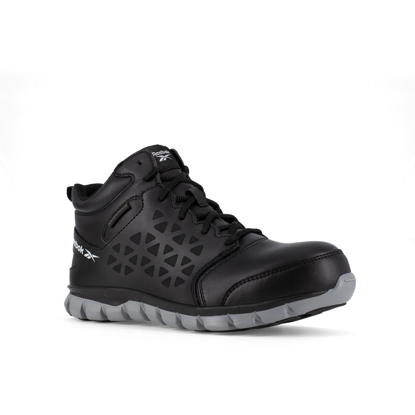 Reebok Work Women's Sublite Cushion Alloy Toe Comfort Athletic Work Boot Waterproof - Black and Grey - Profile View