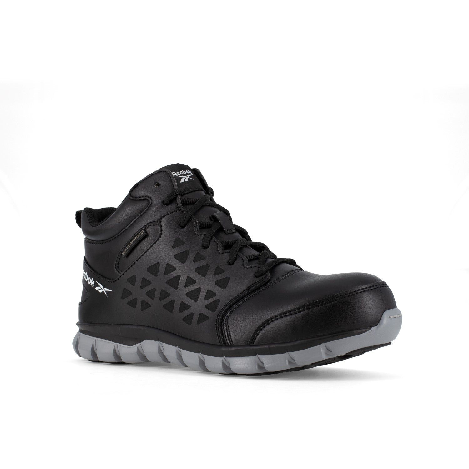 Reebok Work Women's Sublite Cushion Alloy Toe Comfort Athletic Work Boot Waterproof - Black and Grey - Profile View
