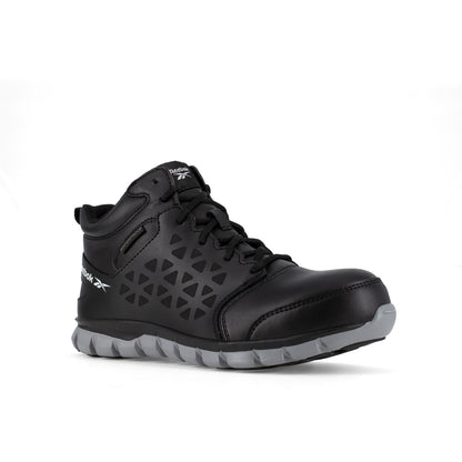 Reebok Work Women's Sublite Cushion Alloy Toe Comfort Athletic Work Boot Waterproof - Black and Grey - Profile View