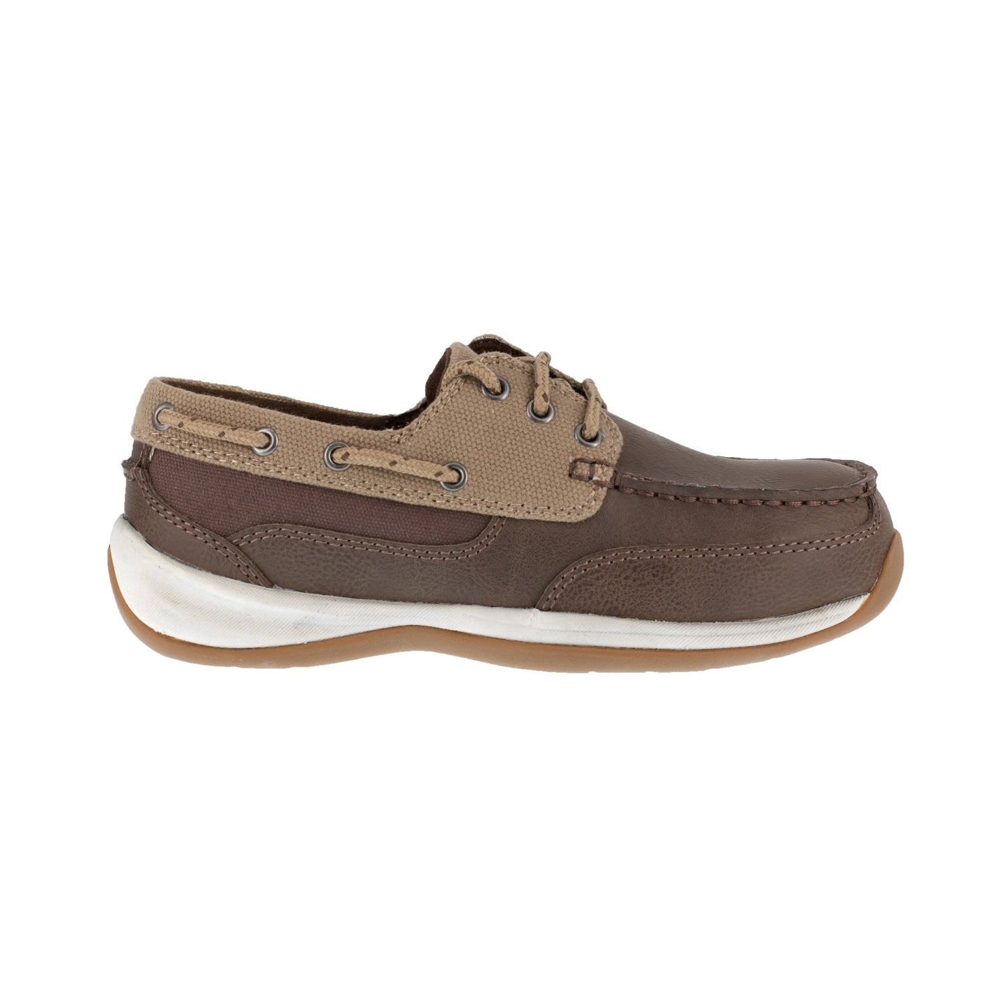 Rockport Works Women's Sailing Club Steel Toe Oxford ESD - Brown and Tan - Side View