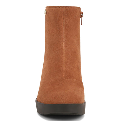 Vionic Skylar Women's Comfort Wedge Short Boot - Tan Suede - Front