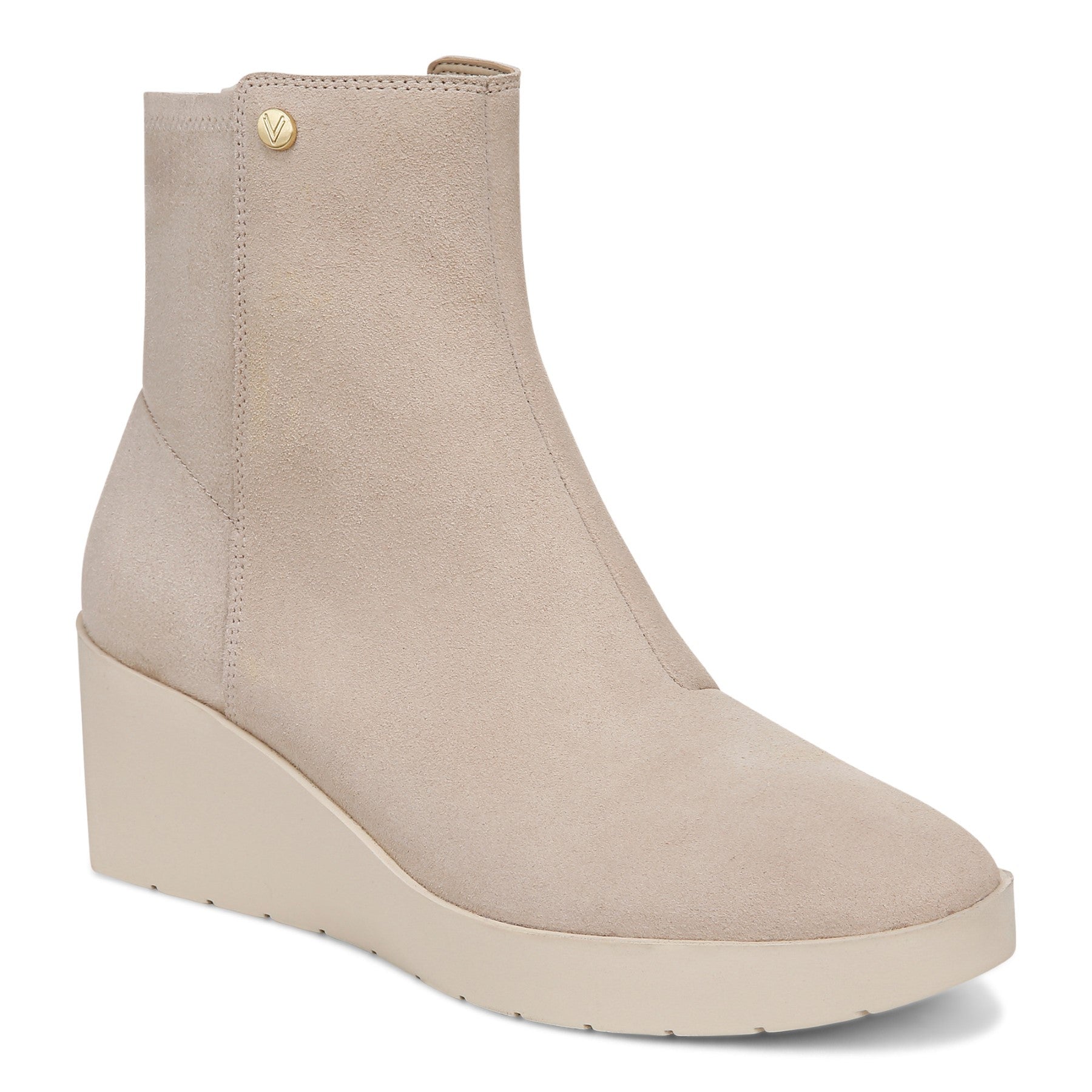 Vionic Skylar Women's Comfort Wedge Short Boot - Oatmeal Suede - Angle main