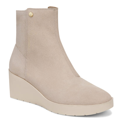 Vionic Skylar Women's Comfort Wedge Short Boot - Oatmeal Suede - Angle main