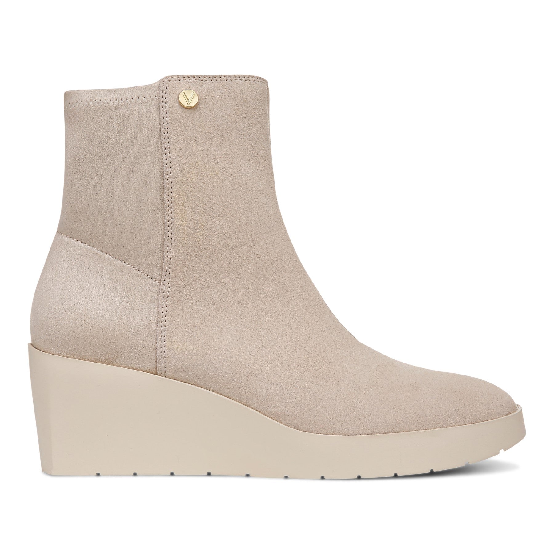 Vionic Skylar Women's Comfort Wedge Short Boot - Oatmeal Suede - Right side