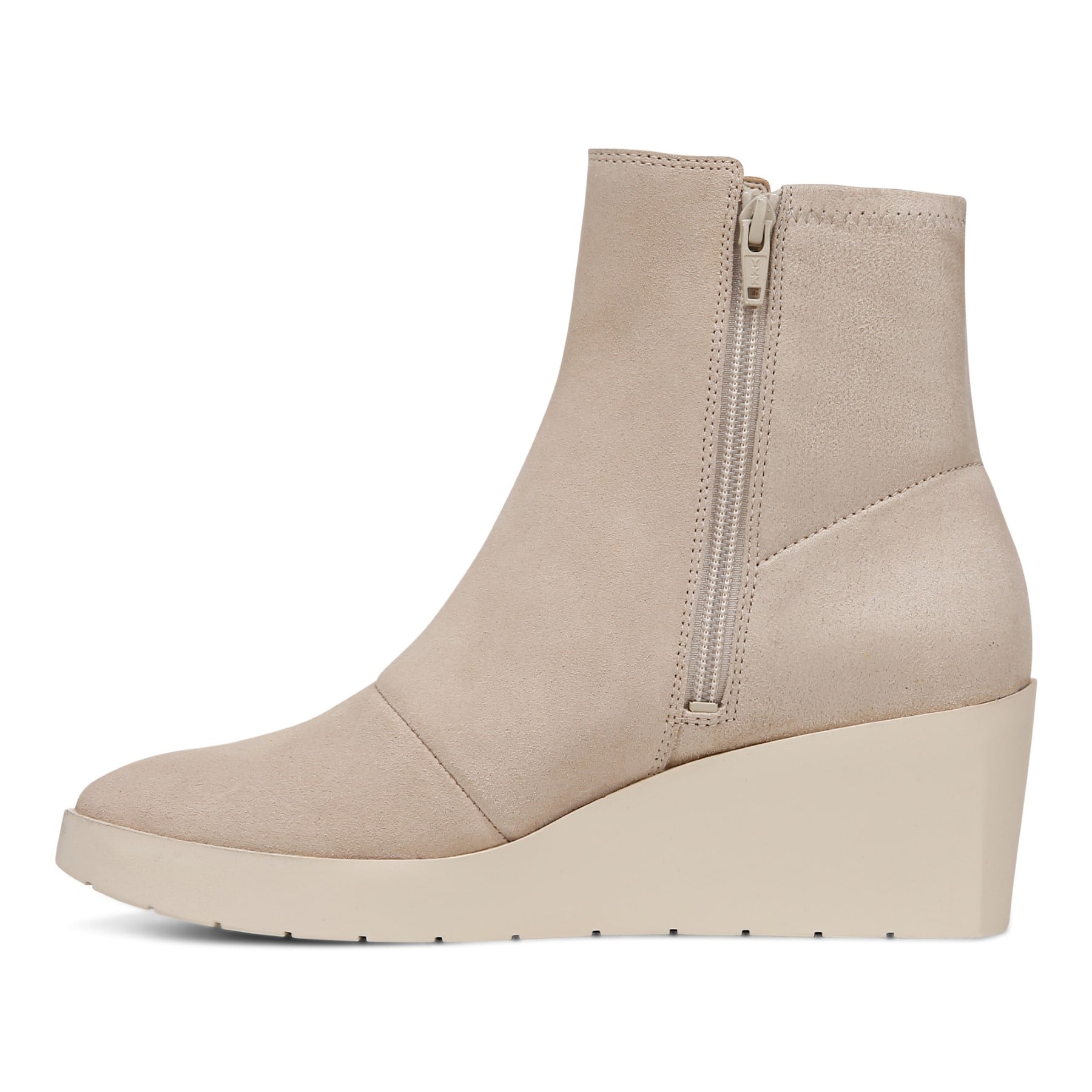 Vionic Skylar Women's Comfort Wedge Short Boot - Oatmeal Suede - Left Side