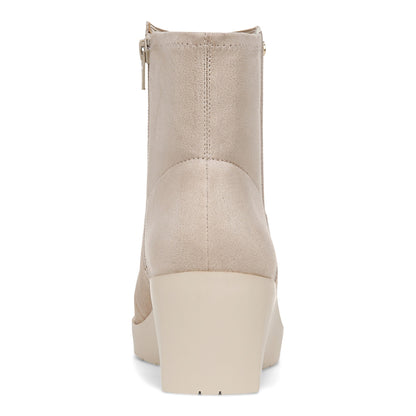 Vionic Skylar Women's Comfort Wedge Short Boot - Oatmeal Suede - Back