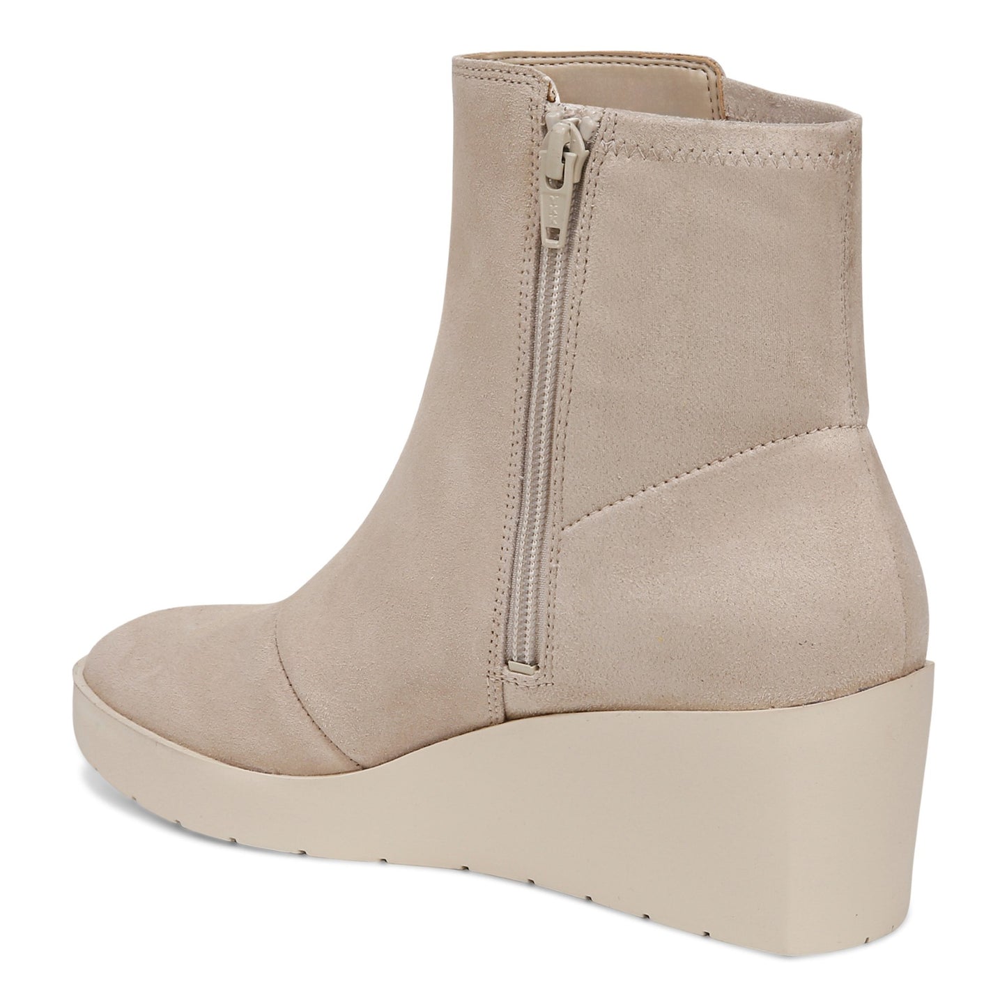 Vionic Skylar Women's Comfort Wedge Short Boot - Oatmeal Suede - Back angle